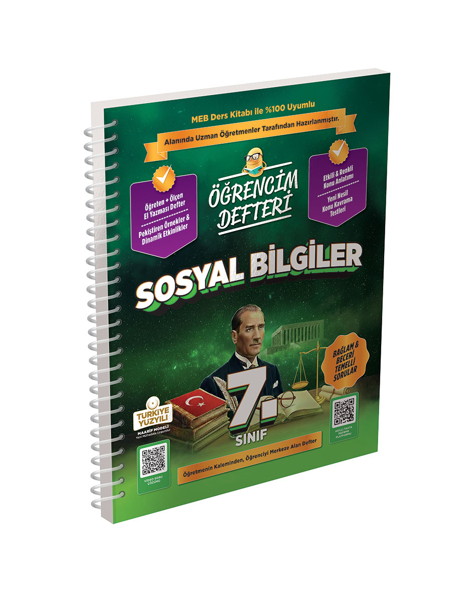 3404 7.Sınıf Sosyal Bilgiler Öğrencim Defteri