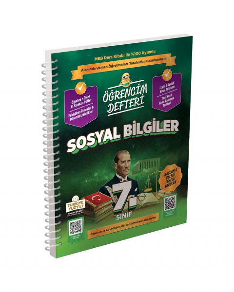 3404 7.Sınıf Sosyal Bilgiler Öğrencim Defteri